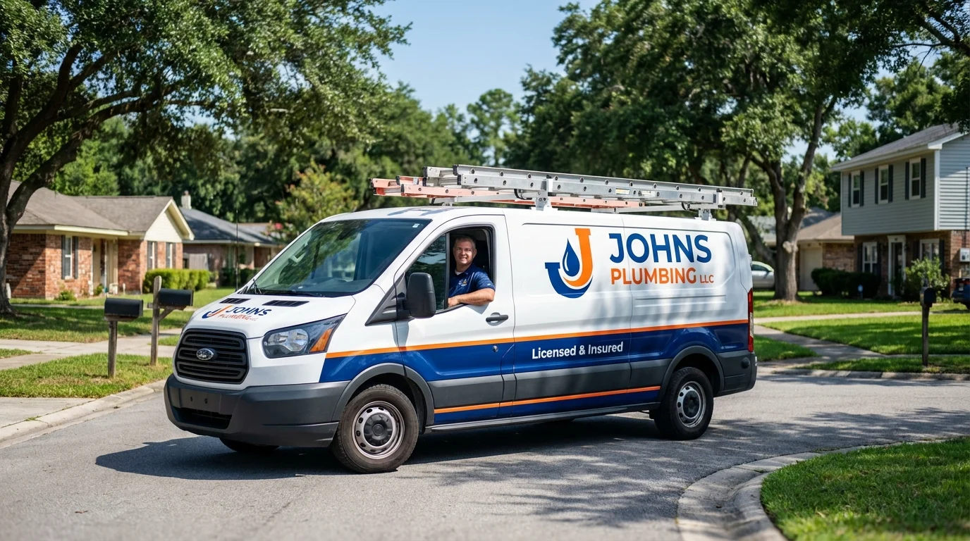 Johns Plumbing LLC service van in Kerrville, TX
