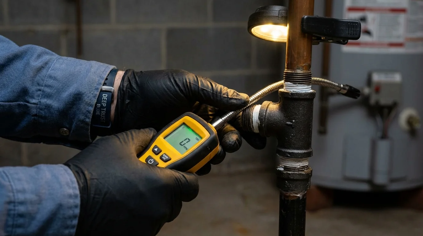 Gas leak detection with electronic sniffer by Johns Plumbing LLC in Kerrville
