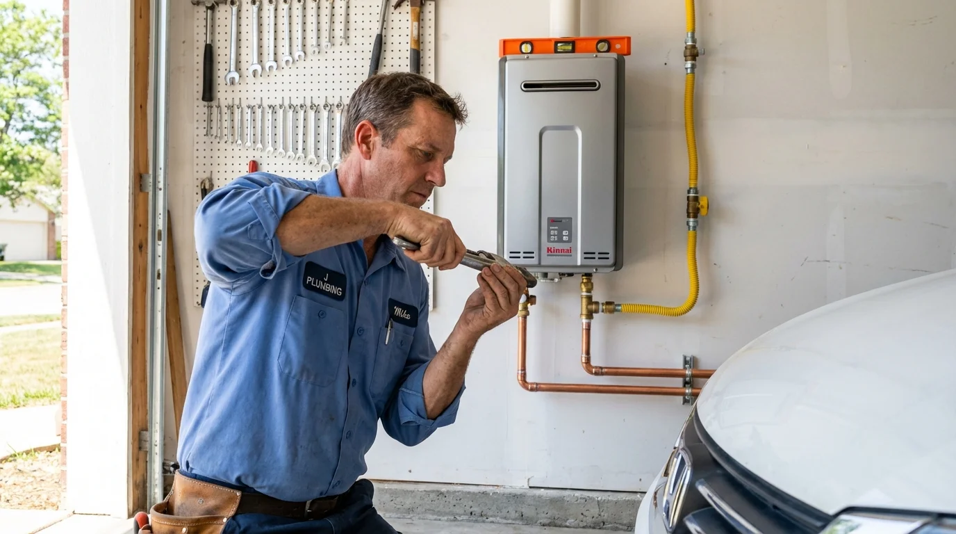 Tankless water heater installation by a Johns Plumbing LLC plumber in Kerrville